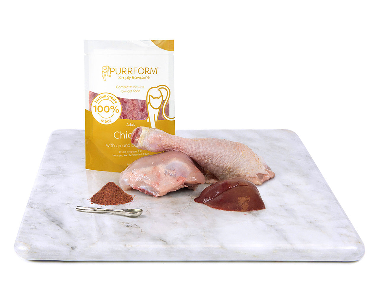 Purrform Chicken & Ground Bone with Liver - 6 x 70g pouches- RRP £8.49