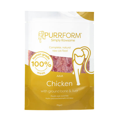 Purrform Chicken & Ground Bone with Liver - 6 x 70g pouches- RRP £8.49