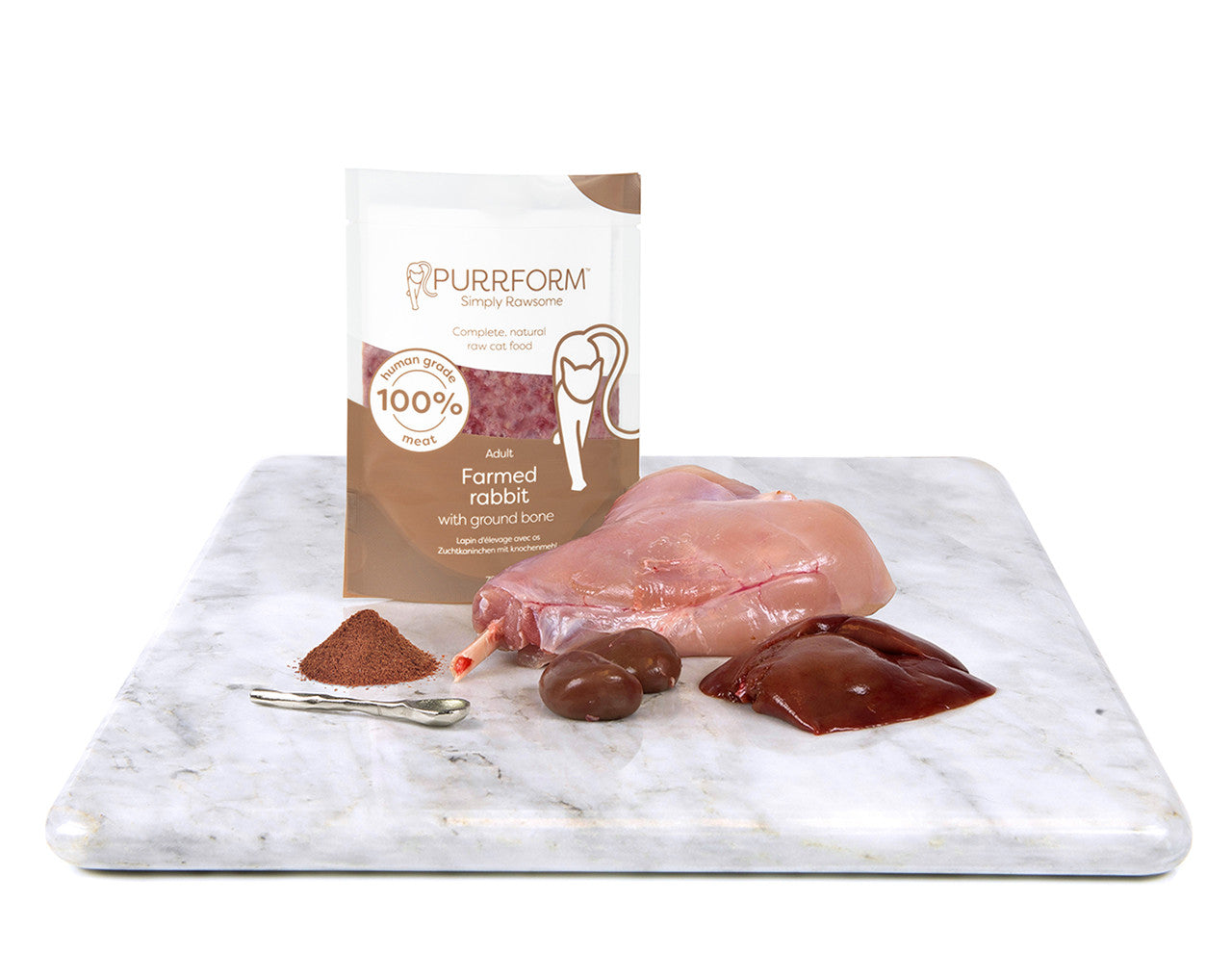 Purrform Farmed Rabbit with Ground Bone - 6 x 70g Pouches - RRP £8.99
