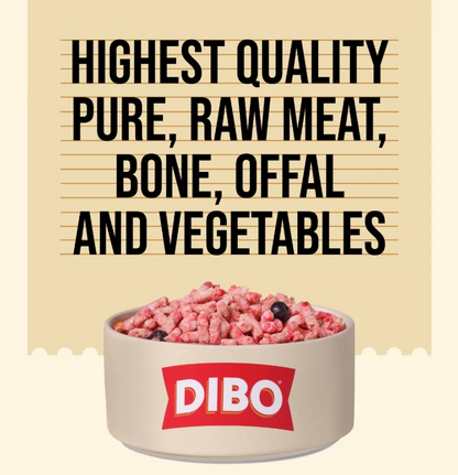DIBO Free Flow Mince 3 Bird Roast with Pork offal, Sweet Potato and Blueberries 1kg - RRP £4.69